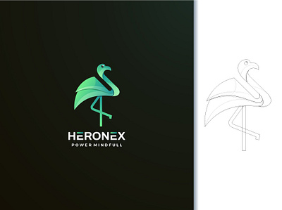 HERON designs gradient heron logo modern swan