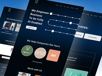 AILABS - Make business fully AI enabled ai artificial intelligence branding business dark dark theme darktheme design figma illustration landing page logo minimalist simple ui vector web design