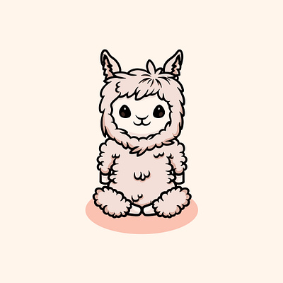 Cute baby Alpaca Illustration branding graphic design protect ui