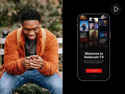 Vodacom - Mobile View animation application clean design clear design floating button landing page mobile design mobile ui mobile view stream streaming streaming application streaming platform streaming service ui ui design user experience user flow user journey video app