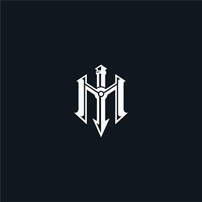 Modern Vintage Logo Letter M trident branding design graphic design logo logo folio logodesign