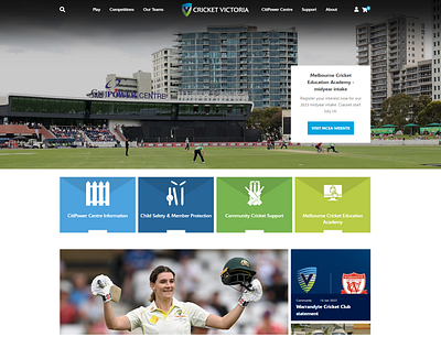 Cricket Victoria Website Redesign graphic design typography ui web design