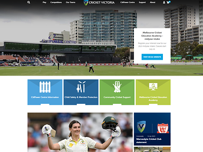 Cricket Victoria Website Redesign graphic design typography ui web design