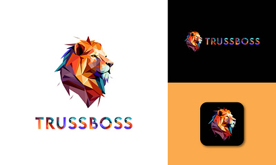 TrussBoss _ Lion Face Logo 3d logo brand design branding design geometric logo graphic graphic design illustration lion lion face lion logo logo low poly multicolor polygonal logo ubaid ui