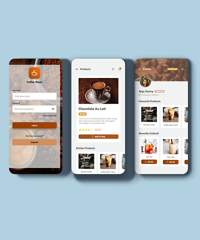 UI Design Coffee Shop App app design design figma hire me mobile app design ui ui design uiux