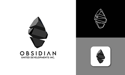 OBSIDIAN 3d logo branding crystal logo design diamond gem logo geometric logo graphic design jewelry logo logo low poly online store polygonal logo stone logo store logo