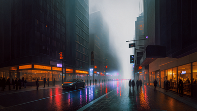 New York at rainy night illustration