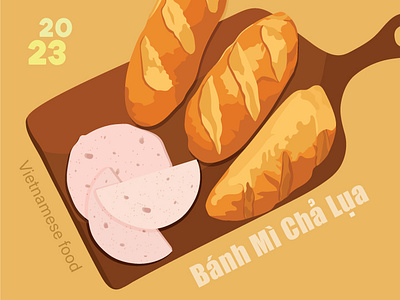 Vietnamese food poster - Banh Mi Cha Lua branding design drawing graphic design illustration poster