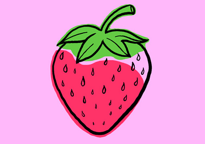 Strawberry Pop branding cartoon design digital drawing food art fruit graphic design illustration line art logo minimalist pop art strawberry