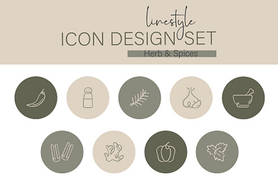 Linestyle Icon Design Set Herb & Spices ingredient