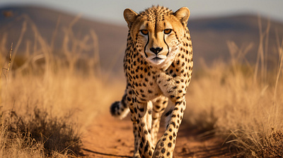 Cheetah walking majestically ai cheetah midjourney photo