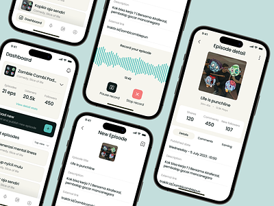 Berkata - Podcaster Platform Mobile App audio mobile app pastel podcast podcaster podcasting record recorder recording share talk talking ui design uiuxdesign