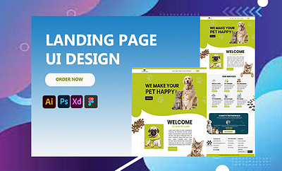Pet care landing page branding design graphic design illustration typography ui