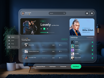 🥽Apple Vision Pro: Music Player Spatial UI🎶 apple music apple music vision apple music vision pro apple vision pro ar design augmented reality glass morphism music music streaming music streaming ui music ui music ui design music vision os spatial ui spotify uiux vision pro vision pro kit vision pro ui