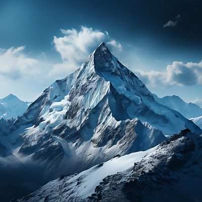 Fantasy Snow Mountain - AI Generated Art ai art ai generated digital art fog illustration midjourney mountain snow