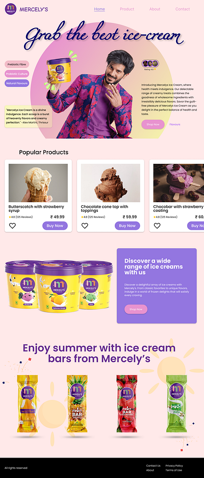 Mercely's ice cream website redesign design ecommerce ice cream ui webdesign website