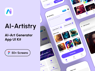 AI-Artistry App ai ai app ai art ai artistry ai prompt app ui branding figma minimal mobile app ui ux