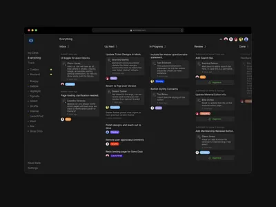 Minimal Kanban Board asana board clean dark dark mode kanban minimal project project management roadmap saas tailwind trello ui