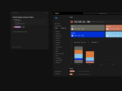 Mast UI Details clean dark mode flat kanban minimal project project management saas tailwind time tracking timer track white
