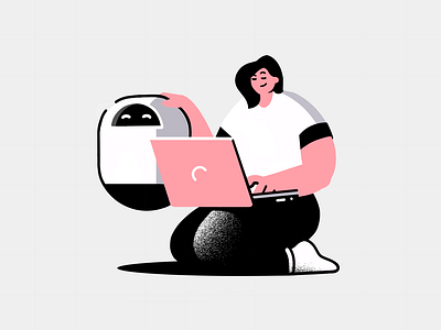 My AI Friend ai artificial intelligence female girl graphic design illustration laptop macbook portrait product illustration prompts robot wall e walle woman