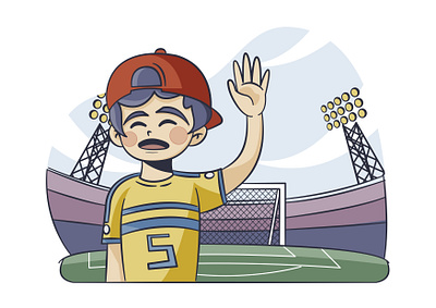 Clumsy boy playing football, Cartoon 2d illustration adobe illustration cartoon illustration character design design flat design illustration ui