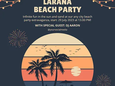 ELECTRIC BLUE RETRO ILLUSTRATIVE BEACH PARTY INSTAGRAM POST ig