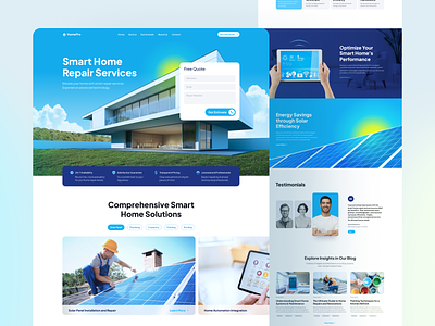 Home Services - Website - UI Kit about us blog contact us gumroad home service landing page product renewable energy service smart home solar panel ui ux website