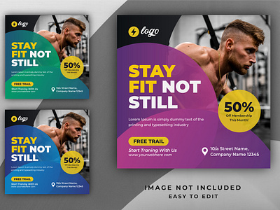 Shape your body social media post template branding business card design creative design fitness graphic design saty fit sociale media banner vector