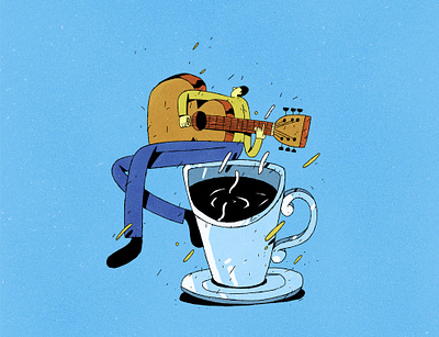 Drink some music 2d cartoon character editorial editorial illustration illustration illustration artist illustrator music poster design