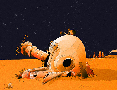 Broken robot 2d 2d animation animation background book character concept fantasy illustration illustrator