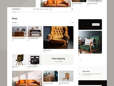 Product Archive | Renovated Furniture E-commerce archive design e commerce furniture mobile pagination product product archive responsive rwd store ui ux web web design
