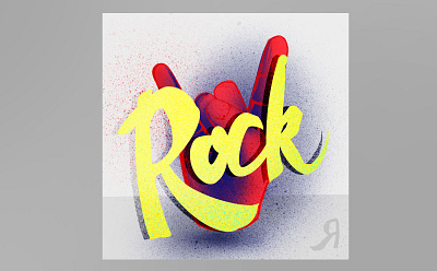 Rock on! 2d brush cover design graphic design hand illustration music on procreate red rock yellow