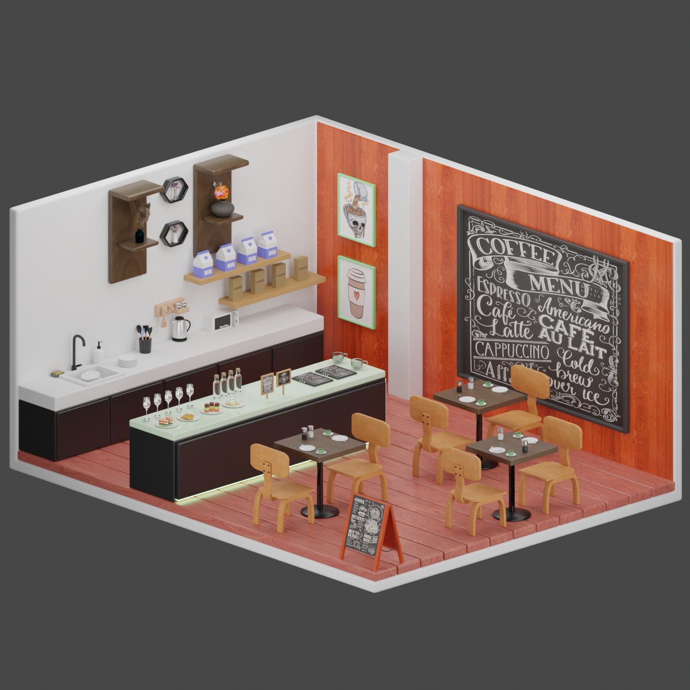 Cafe made in blender by Islam on Dribbble