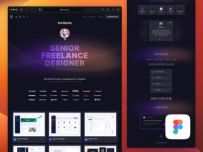 Portfolio Figma Template clients community contact design experience figma freelance kc studio kevincdnc paris portfolio product services skills system template testimonial works