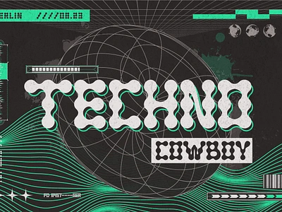 Techno Cowboy - Futuristic Display bold branding bubble circles creative dance design font futuristic graphic design illustration logo music poster techno technology typeface ui ux vector