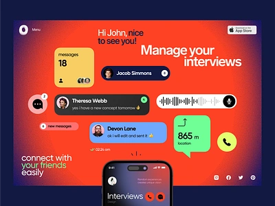 APP - manage your interviews buble design elements interview ios job landing manage message offer web site