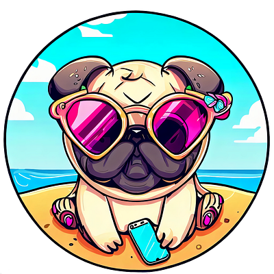 Beach puppy animal design graphic design illustration vector