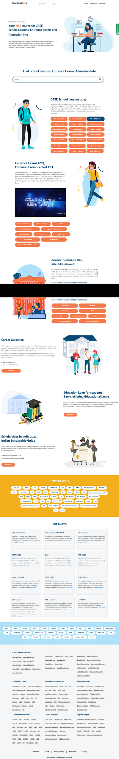 Laravel website for Top Portal Focused On Higher Education bootstrap branding design educational entrace exams javascript jquery landing page laravel php tag manager web analytics website development