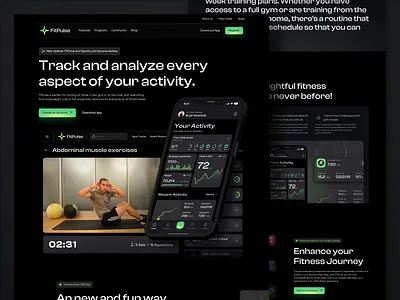 FitPluse - SaaS Landing Page app clean design fitness landing page mobile app saas sport sport app ui ui design ux web web design website
