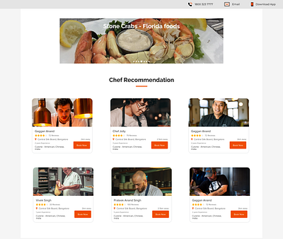 Chef Recommendation (BOOKING) - Website branding chef chefbooking chefhome colour orange them ui website