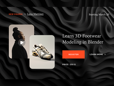 UI concept - 3D footwear course presentation concept design designconcept footwear geometric composition graphic design ui web webdesign website