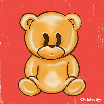 Gold bear graphic design illustration procreate