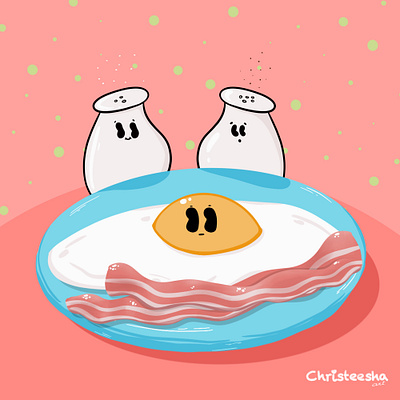 Funny breakfast graphic design illustration procreate