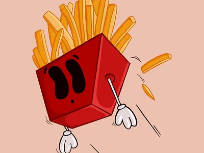 Flying french fries graphic design illustration procreate