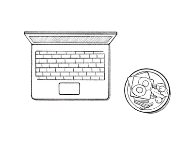 lunch at work / sketches black and white design drawing food home homework icon illustration line lunch minimal monochrome procreate product design simple sketches ui ux web design work