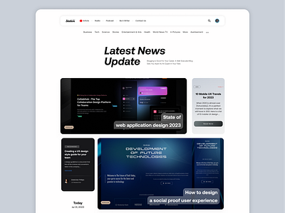 News Station - Web Design Concept article blog clean daily ui landing page light mode news news station newspager product design technology ui ux web design