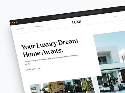 LUXE - Real Estate Landing Page Exploration design figma properties property website real estate real estate agency real estate landing page real estate ui real estate website rental agency residence ui ux web design website