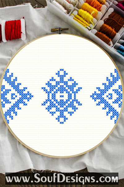 Blue Ethnic Traditional Embroidery Cross Stitch Pattern design embroidery graphic design illustration