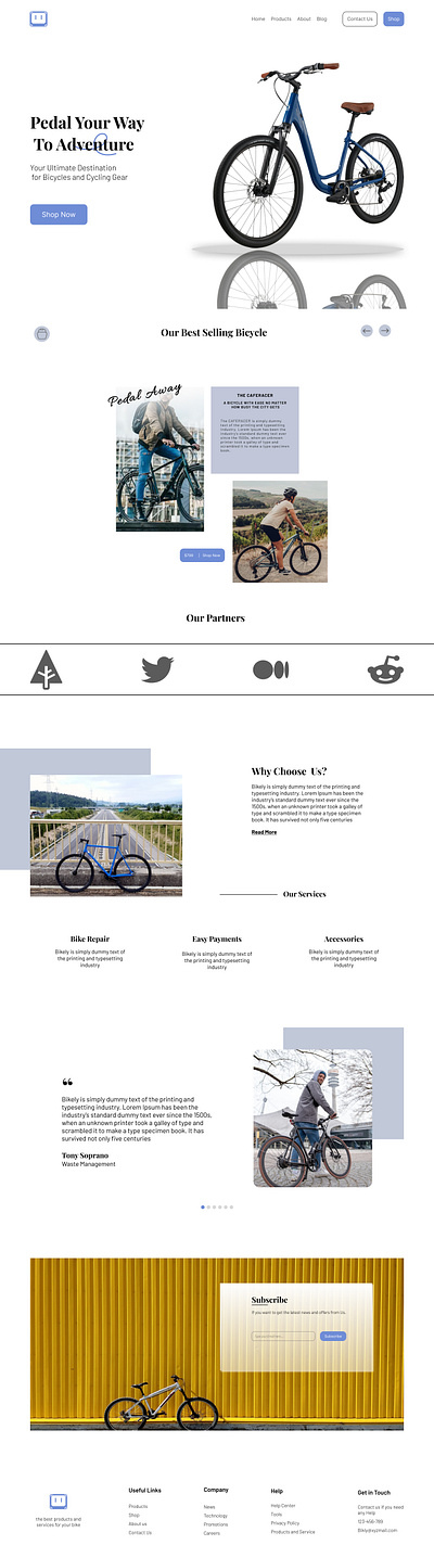 Bicycle Landing Page ( Re-design) bicycle color figma framer landing page typography ui ux web design