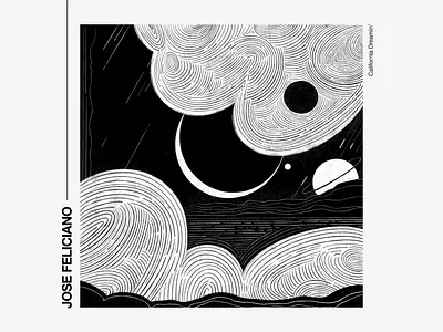 Jose Feliciano . California Dreamin' . Music Illustration art artwork clouds digital digital illustration graphicdesign illustration line lineart linework moon music sea